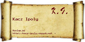 Kacz Ipoly névjegykártya